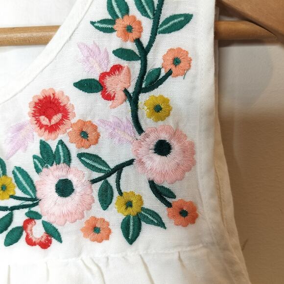 J. Crew Floral Embroidered Top Sleeveless Linen Cotton - Picture 5 of 9